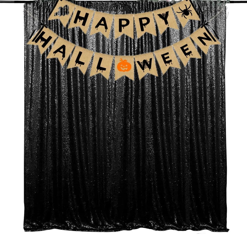 JYFLZQ Black Sequin Backdrop Curtains 7ft x 7ft 1 Panel Halloween Backdrop Glitter Photo Booth Backdrops Sparkly Photography Background Drapes for Graduation Birthday Parties - Image 1